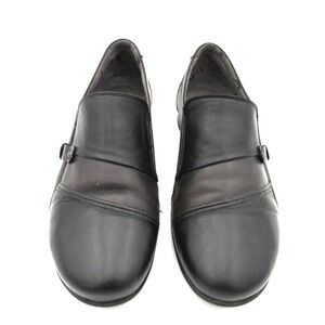 Fluchos Two Tone Black Brown Leather Slip On Flats Comfort Made in Spain